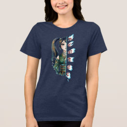 Menina Anime Simpática Retrato Dividido Esmeralda