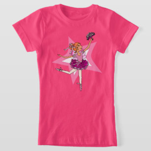 Menina Ballerina rosa com camisa vermelha