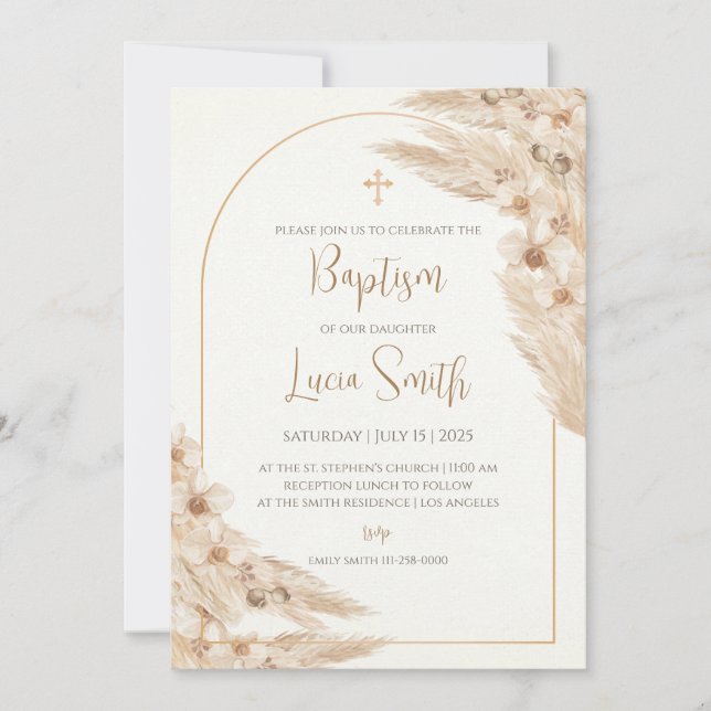 Menina Batismo convida Meninas para convites de Na (Frente)