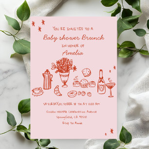 Menina Bebê Convite de Brunch de Chás de Bebê Des
