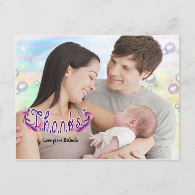 Menina Bebê Obrigado Foto Cartão Postal (Frente)