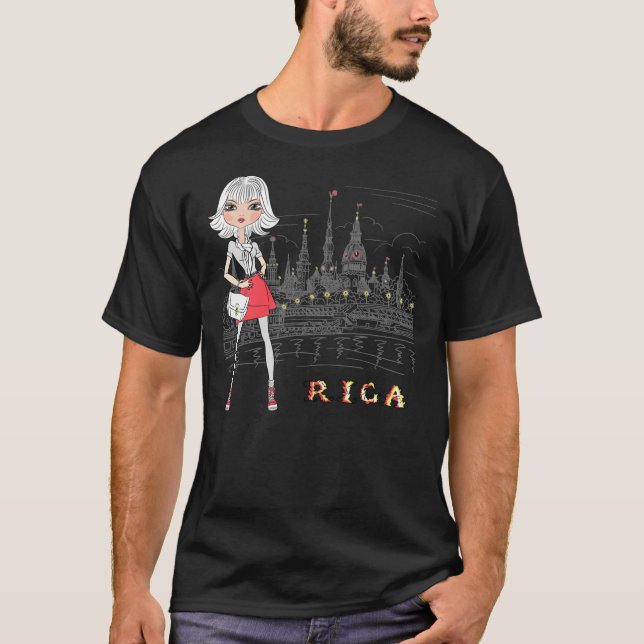 Menina bonita em Riga, letã, camiseta clássica (Frente)