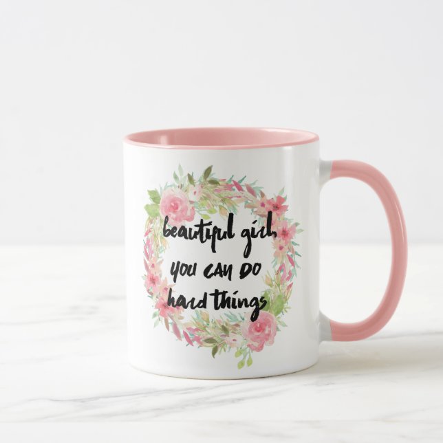 Menina bonita VOCÊ PODE FAZER a caneca DURA das (Direita)