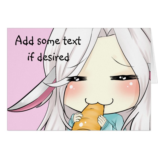 Menina bonito com o cartão do chibi das orelhas do (Frente Horizontal)