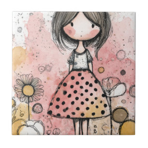 Menina Caprichosa Aquarela com Acentos Florais (2)