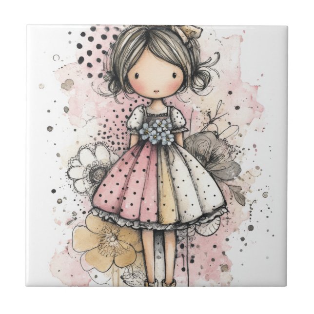 Menina Caprichosa Aquarela com Acentos Florais (3) (Frente)