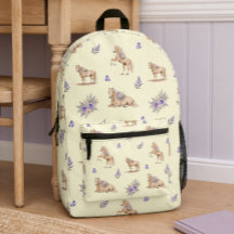 Menina Cavalo Roxo Amarelo Padrão Floral