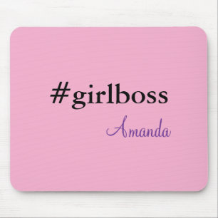 Menina Chefe Rosa Moderna & Nome Melhor Mousepad