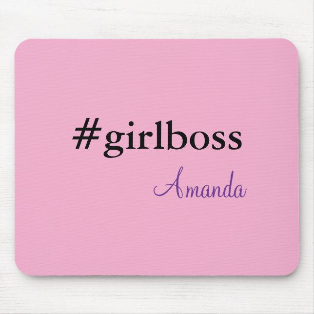 Menina Chefe Rosa Moderna & Nome | Melhor Mousepad (Frente)