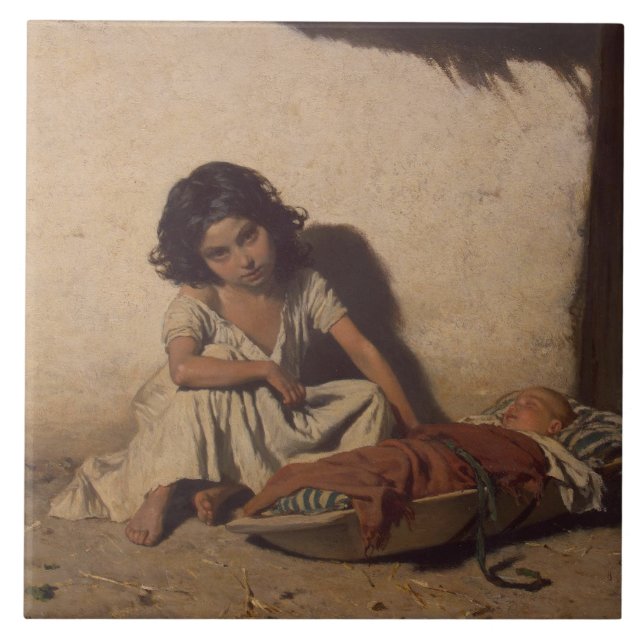 Menina com bebê (Pobre Criança da Rua) (Frente)