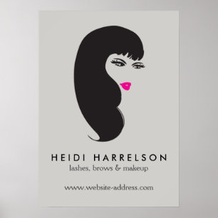 Menina com chicotes no Lt Cinza Beleza Poster