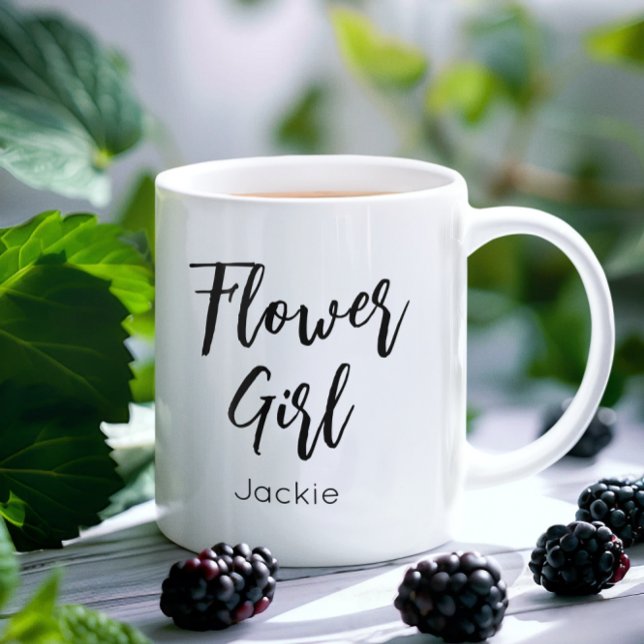 Menina com Flores Caneca Preto e Branco (Criador carregado)