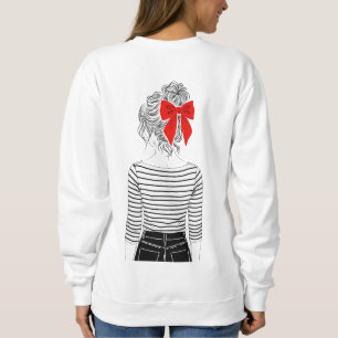 	Menina com Laço Vermelho Coque Camisa Listrada Im