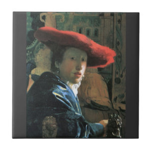 Menina com o chapéu vermelho por Johannes Vermeer