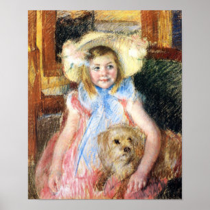 Menina com poster do cão