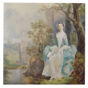 Menina com um livro assentado em um parque, c.1750