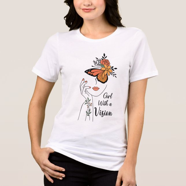 Menina Com uma Visão Arte de Linha de Borboleta (Frente)
