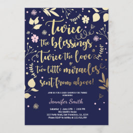 Menina cor-de-rosa Dourado do marinho do convite