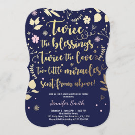 Menina cor-de-rosa Dourado do marinho do convite