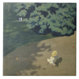 Menina correndo atrás de uma bola vermelha (infânc