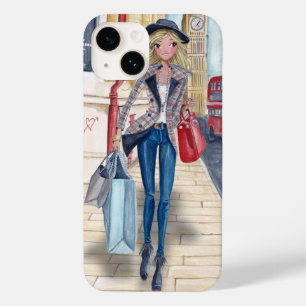 Menina da compra no exemplo da cidade   Iphone 6