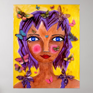 Menina da ilha com poster das borboletas