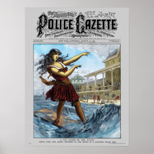 Menina da ilha de sanduíche do poster da gazeta d