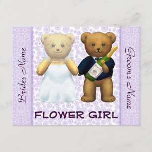 Menina das Flores - Ursinhos lilás Convite de Casa