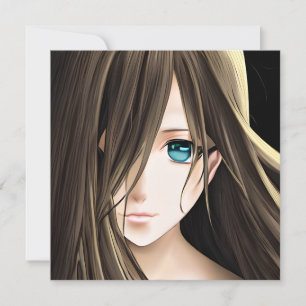 Menina de Animação Azul de Cabelo Castanho