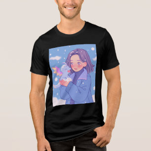 Menina de animação Kawaii com dragão de bebê na ne