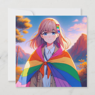 Menina de anime com LGBTQIA+ Cabo