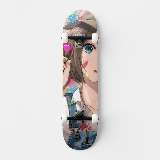 Menina de Anime no skate, skate de Menina de Anime (Frente)