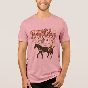 Menina de Aniversário 10 Cavalo Floral Desenho Vet