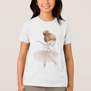 Menina de aquarela Bailarina Estrela Dourada Creme