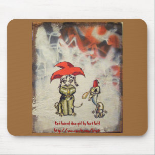 Menina de cabelo vermelha Mousepad de Dino