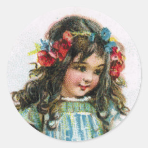 Menina de fazenda do vintage que veste a etiqueta