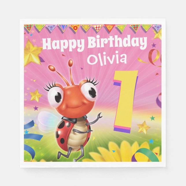 Menina de guardanapo de papel de Festa de aniversá (Frente)