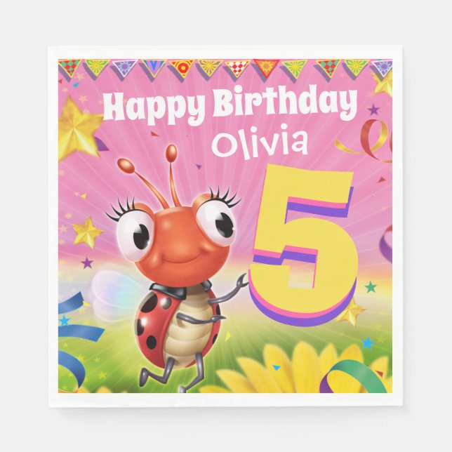 Menina de guardanapo de papel de Festa de aniversá (Frente)