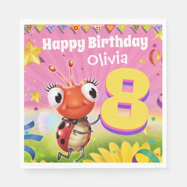 Menina de guardanapo de papel de Festa de aniversá (Frente)