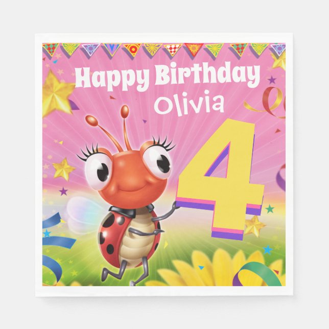 Menina de guardanapo de papel de Festa de aniversá (Frente)