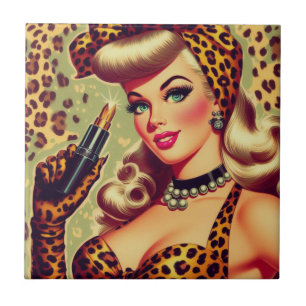 Menina de Impressão do Leopardo da Pintura