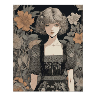 Menina de manga no LBD - Impressão de Animação de 