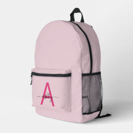 Menina de Monograma Rosa Quente Volta à Escola