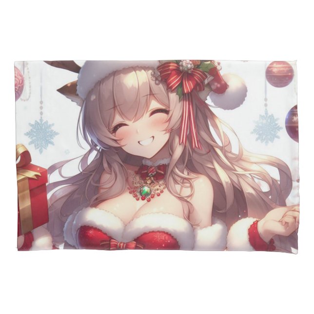 Menina de Natal de animação bonita (Frente)