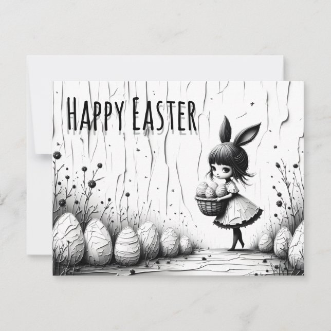 Menina de Páscoa Preta e Branca com Orelhas de Coe (Frente)