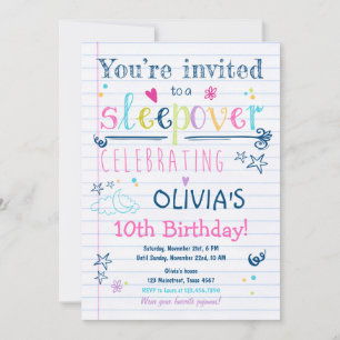 Menina de pijama do Sleepover Convite para Desliza