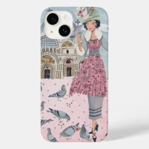 Menina de Pombos em Veneza Itália Capa de Iphone