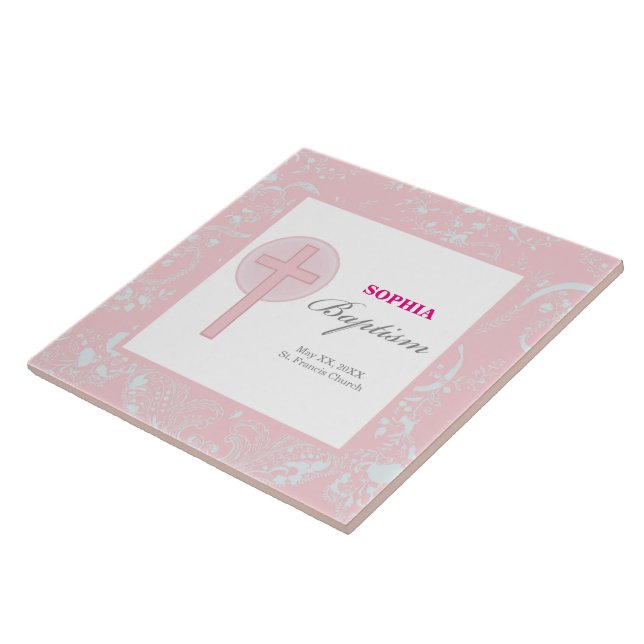 Menina de Renda Rosa Batismo (Lateral)