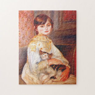 Menina de Renoir com quebra-cabeça do gato