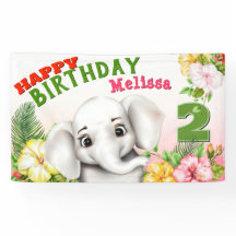 Menina de Safari de Elefante Aniversário